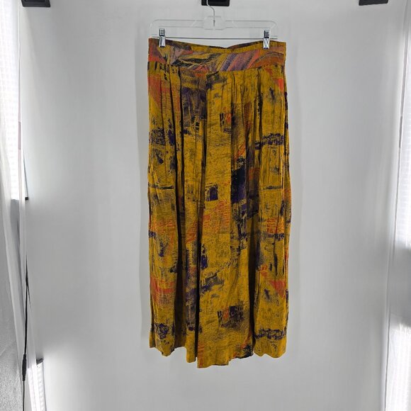 Marsha Brander Componix Size 14 Floral Culottes Split Skirt‎ Gaucho Pants Yellow - Picture 2 of 8